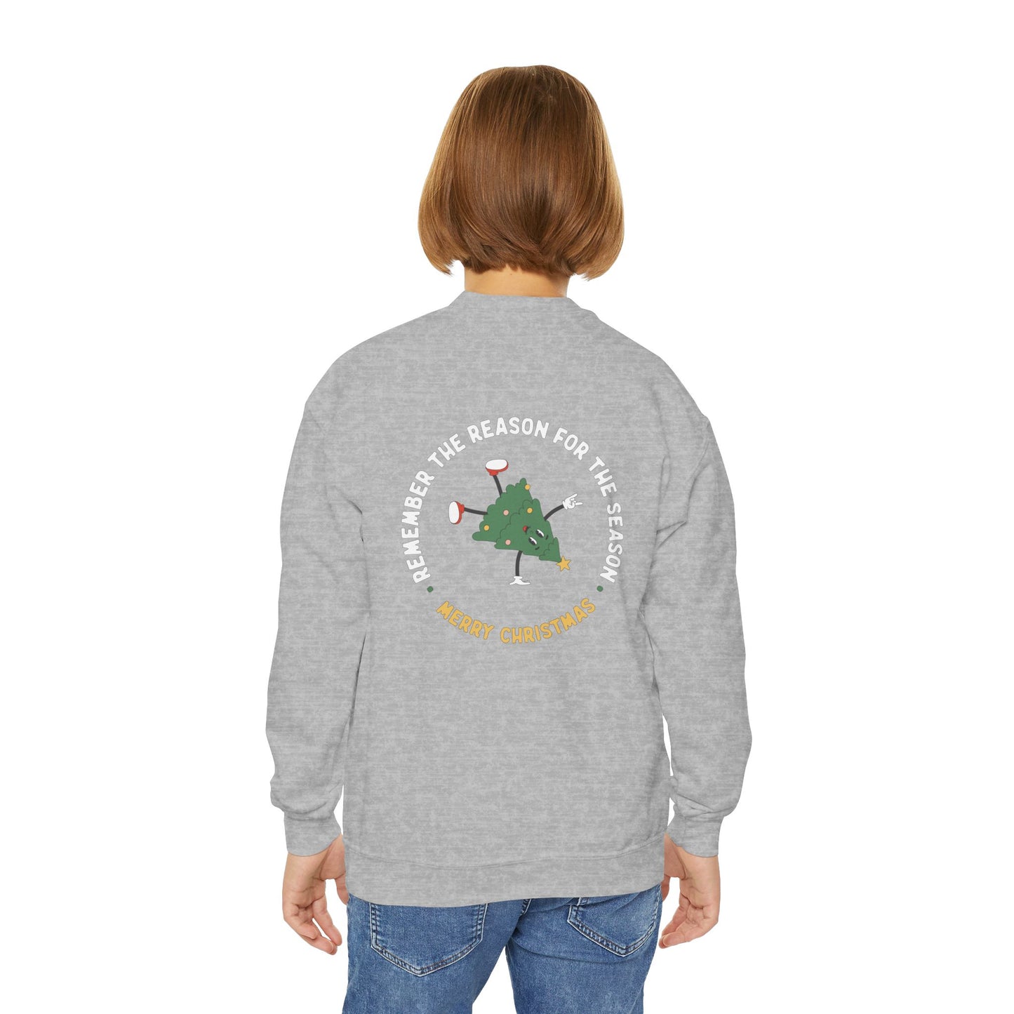 The reason for the season Christmas Tree Youth Sweatshirt