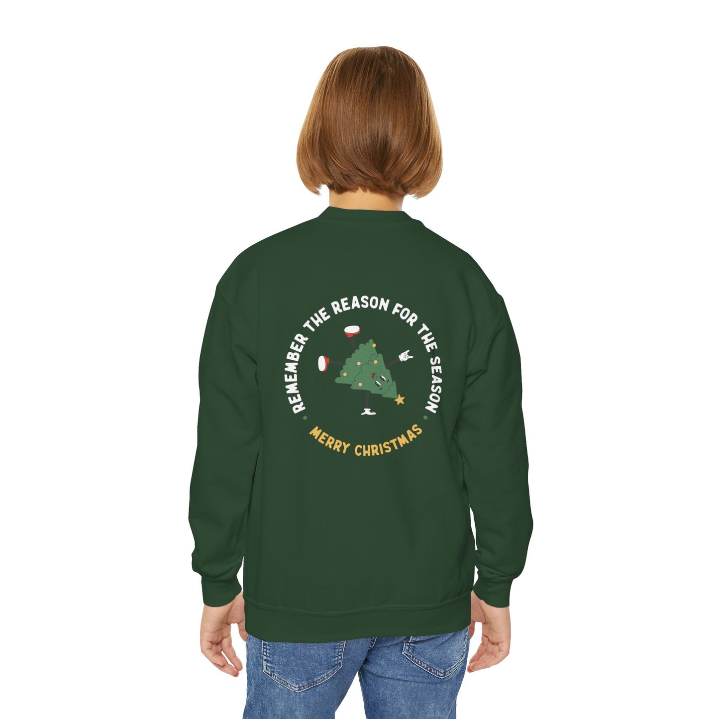 The reason for the season Christmas Tree Youth Sweatshirt